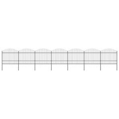 Garden Fence with Spear Top Steel (1.5-1.75)x11.9 m Black