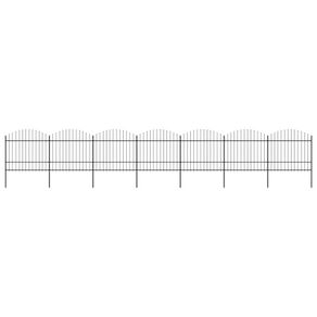 Garden Fence with Spear Top Steel (1.5-1.75)x11.9 m Black