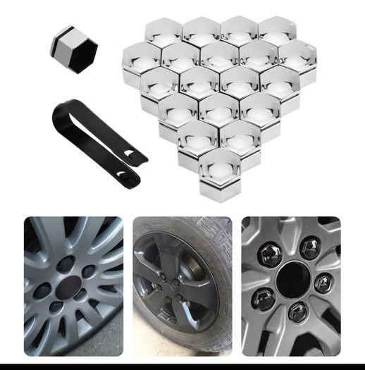 20pcs Wheel Nut Bolt Cover Caps, Silver For Audi Vw Bmw Mercedes, Universal 17mm