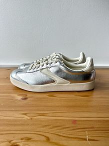 M&S silver leather sneakers size 4