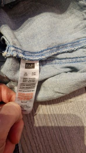 Denim dungarees, 6-9 months
