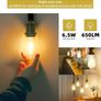 E27 Vintage Light Bulbs, Non-Dimmable, 2500K Warm White, 6.5W 60W Equivalent, Retro Amber Glass ST64 Filament LED Bulb, Edison Screw Cap, 15000Hours, 650 Lumens, Pack of 6 Image 4
