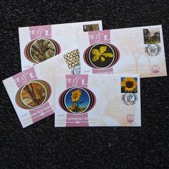 Great Britain Stamps : Tree and Leaf - Set of (4) Benham Silk Covers , 2000