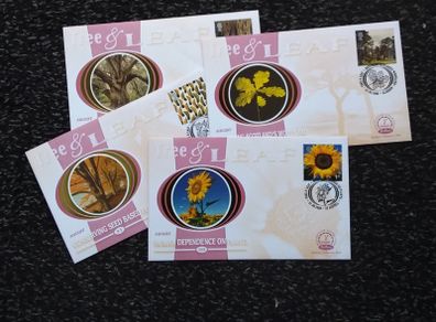 Great Britain Stamps : Tree and Leaf - Set of (4) Benham Silk Covers , 2000