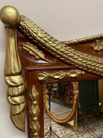 FLASH SALE ! Was 495 now 400 ! Louis XVI Style Parcel Gilt and Painted Overmantel Mirror
