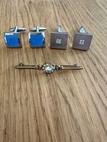 Mens Cufflinks and Vintage Style Tie Bar