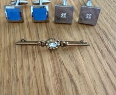 Mens Cufflinks and Vintage Style Tie Bar