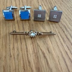 Mens Cufflinks and Vintage Style Tie Bar