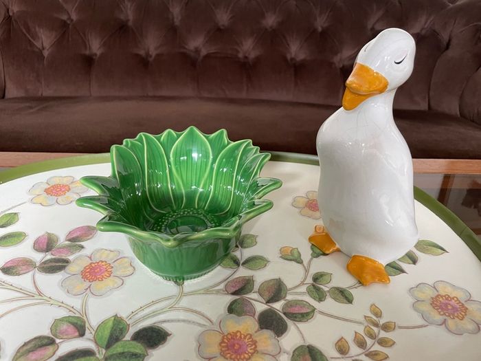 Vintage Appolia French Ceramic Sunflower Baking Form in Provincial Green