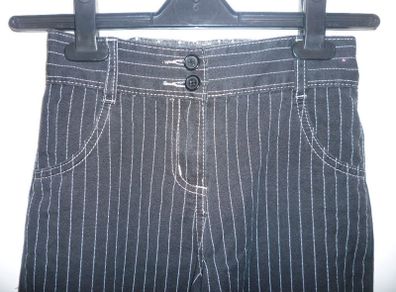 Girls Trousers Adams Black- Fine White Pin Stripe Age 8.   Great condition
