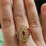 Vintage Style Ruby Stones Crystal Gold Ring Image 4