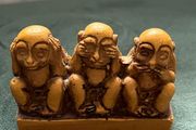 Small Vintage Three Wise Monkeys Resin Figurine