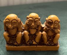 Small Vintage Three Wise Monkeys Resin Figurine