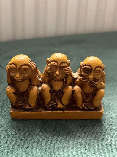 Small Vintage Three Wise Monkeys Resin Figurine