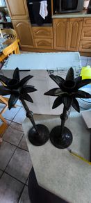 A Pair Of Palm Tree Candlesticks Vintage Monumental Palm Tree Candlesticks 42 cm. tall .