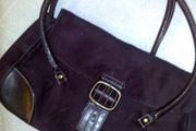 Brown suede/leather handbag.