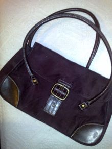 Brown suede/leather handbag.