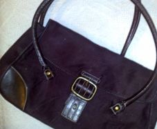 Brown suede/leather handbag.