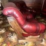 Genuine Italian Burgandy Real Leather Armchairs Image 7