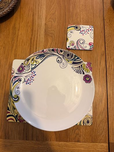 Monsoon Home by Denby Paisley collection plates + Matching Placemats & Coasters