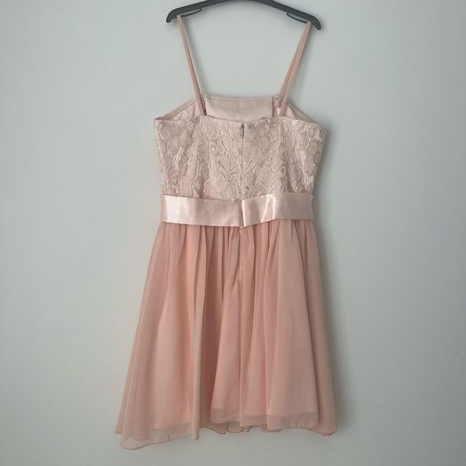 LAONA Blush Pink/Peach Lace Party Dress with Satin Bow - Size 36
