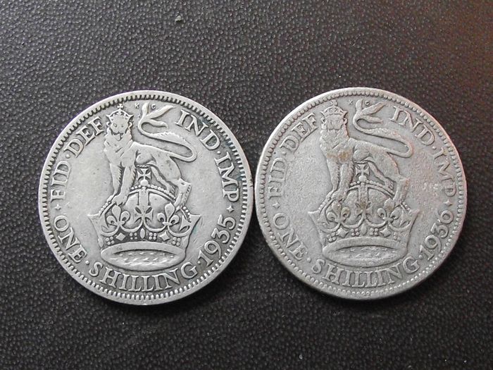 Great Britain. George VI. 2 Silver Shillings (1935+1936)