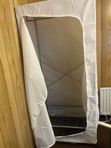 White Portable Canvas Fabric Wardrobe (Zippered Cover & Hanging Rail