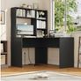 L-Shaped Corner Desk with Storage Shelves Black Image 2