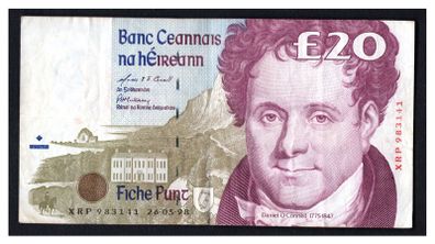 1998 Ireland IR20 Daniel O Connell Banknote Series C. Note issued 26/05/98. Serial number XRP983141