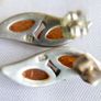 Vintage Sterling Silver 925 Baltic Amber 2 Stone Studs Earrings 2,12g Image 7