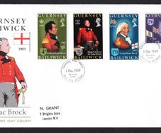 1969 Guernsey Birth centenary of Sir Isaac Brock Commemorative Stamps First Day Cover (FDC)