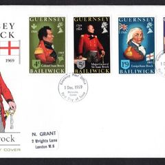 1969 Guernsey Birth centenary of Sir Isaac Brock Commemorative Stamps First Day Cover (FDC)