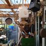 Beautiful Old Hurricane Lantern, Post Available, The lantern features a central glass globe protected by a metal cage, designed to shield the flame from wind while providing light Image 7