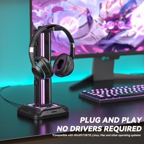 headset Stand with 9 Light Modes