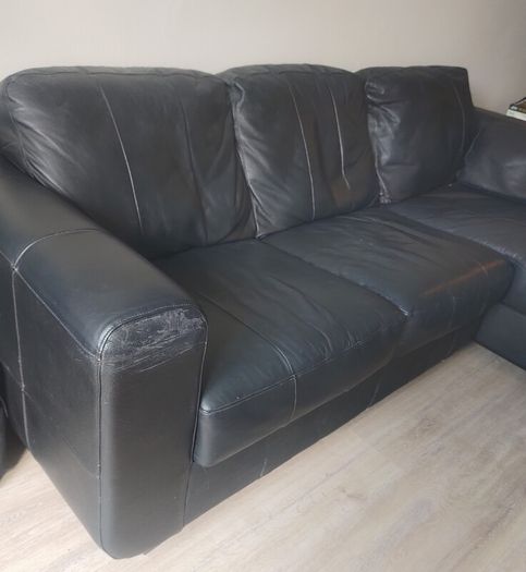 FREE 3-Seater L-Shaped Black Sofa