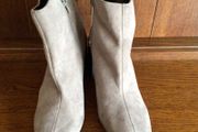 Ladies Grey Faux Suede High block heel ankle boots Size 4