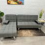 DARK GREY fabric Sofa Bed with Chaise and Cushions Image 4