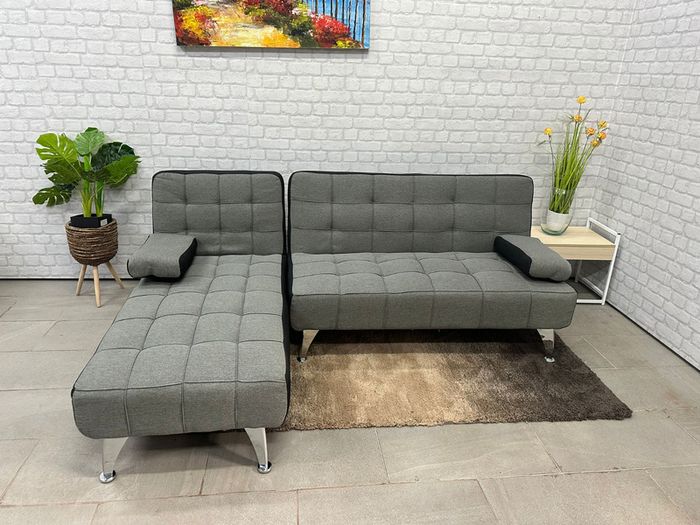 Fabric Corner Sofa Bed with Chaise Longue, Sleeper Sofa XS