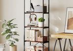 5-Tier Bookshelf, Industrial Bookcase with Metal Frame - Rustic Brown and Black