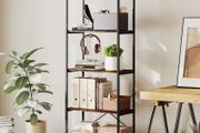5-Tier Bookshelf, Industrial Bookcase with Metal Frame - Rustic Brown and Black