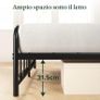 Florence Single Bed 80 x 190 cm-Frame with Metal Headboard and Footboard-Height 35 cm-Slatted Base Included-Storage Compartment Below-Black Image 4
