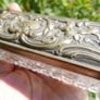 Antique Rectangular Glass Trinket Box Pot  Brass Lid 13cm x 4cm H-4cm Image 5