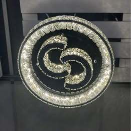 Round crystal L.E.D. Mirrored Chandelier 3 colour change 500mm round