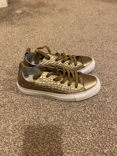 Gold leather Converse