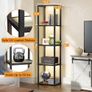 67 Glass Display Shelf with Dimmable LED Floor Lamp, Collectibles Display Cabinet with Remote & App Control, 5 Tier Open Bookshelf Lamp for Living Room, Bedroom, Office, Home Decor, Black Image 7