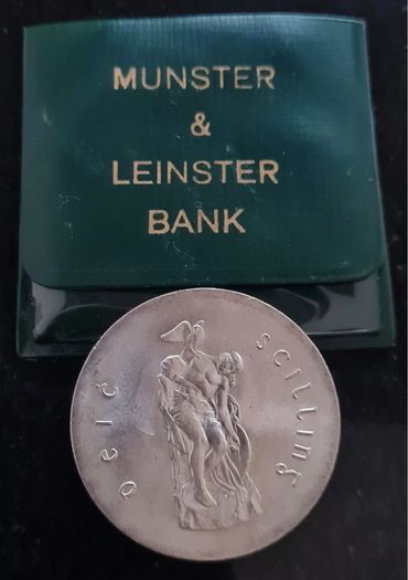 Silver Padraig Pearse 10 Shilling 1966 UNC coin in Munster and Leinster holder