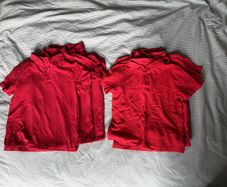 Red polo shirts