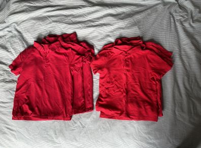 Red polo shirts