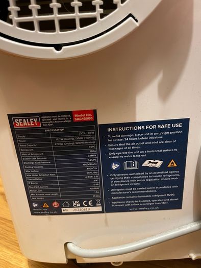 Dehumidifier/ Air Con on Wheels