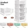 5 Pack Wardrobe Storage Organiser, Stackable & Foldable Closet Organisers for Bedroom Bathroom Laundry Room Wardrobe Storage, Space-Saving Clothes Storage Drawer Organiser Basket, White Image 2